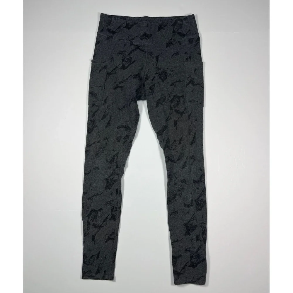Pact Leggings Womens Small Gray Black Marble Organic Cotton High Rise Pockets